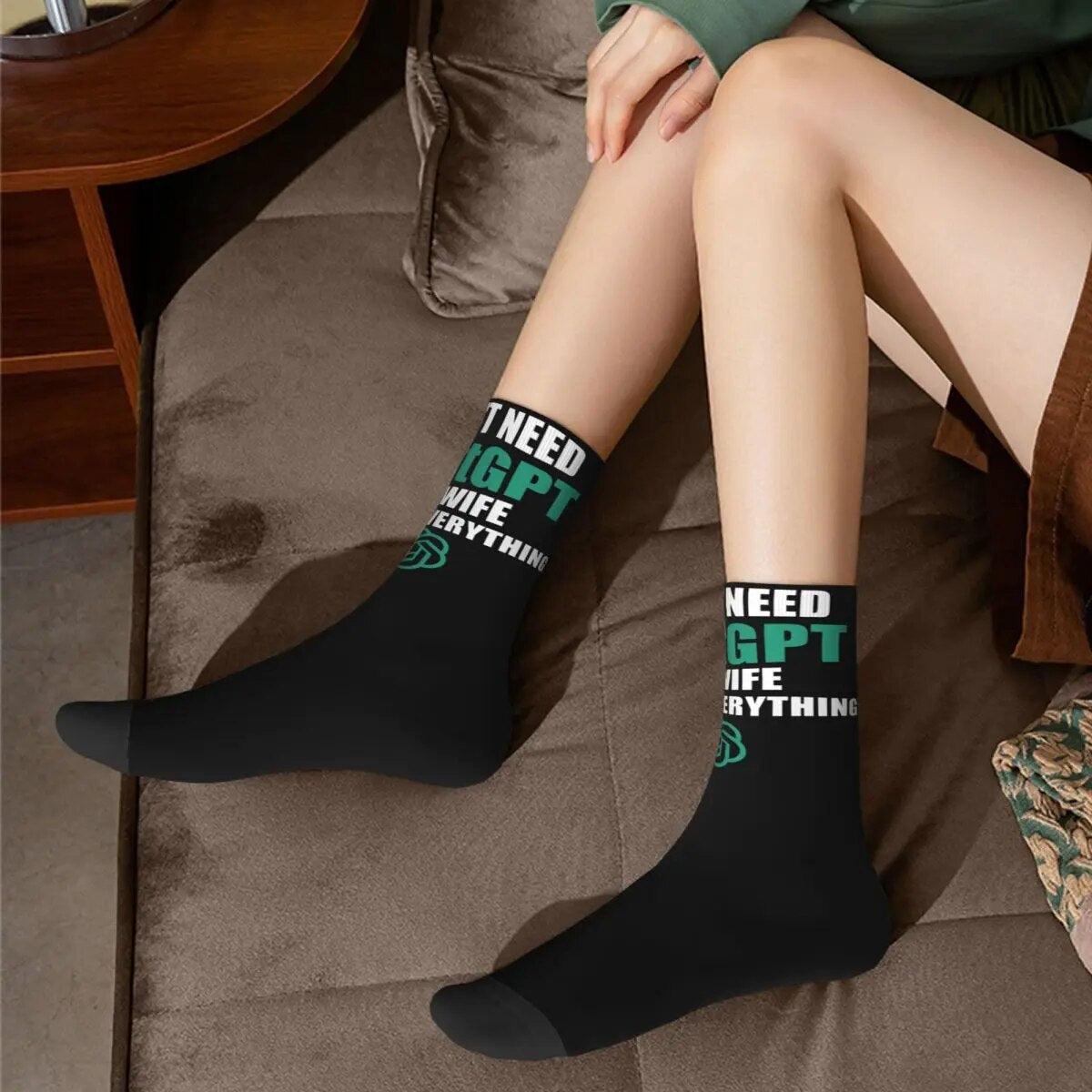 Funny Chatgpt My Wife Knows Everything Print Socks Merchandise Gift for Husband Cute Long Socks Wonderful Gifts